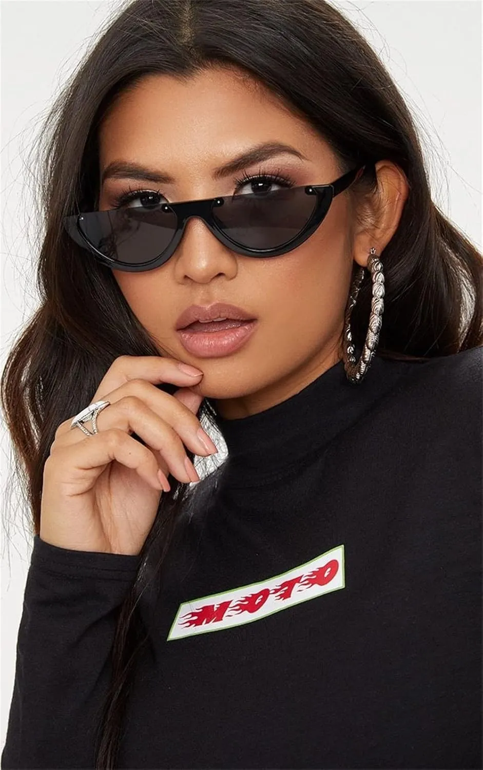 GIFIORE Retro Cat Eye Sunglasses for Women Vintage Half Round Frame Cateye Sun Glasses