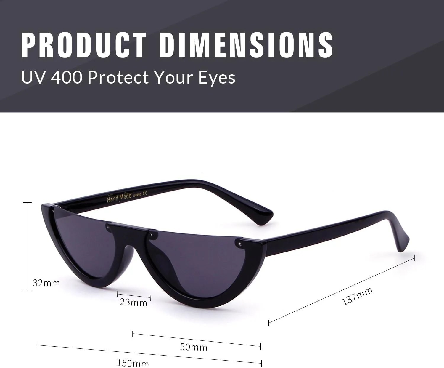 GIFIORE Retro Cat Eye Sunglasses for Women Vintage Half Round Frame Cateye Sun Glasses