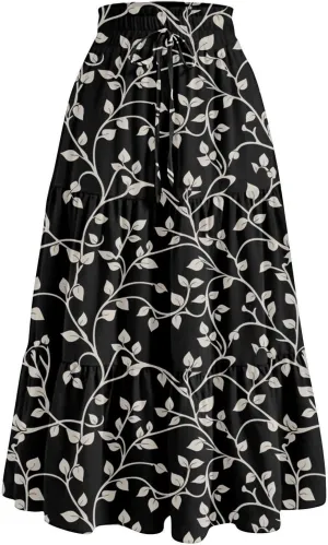 Gingham Skirt for Women High Waist A-Line Maxi Skirt Flowy Long Skirt Summer