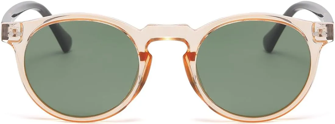 Gleyemor Fashion Polarized Round Sunglasses for Men Women Retro Vintage Acetate Frame Sunglasses