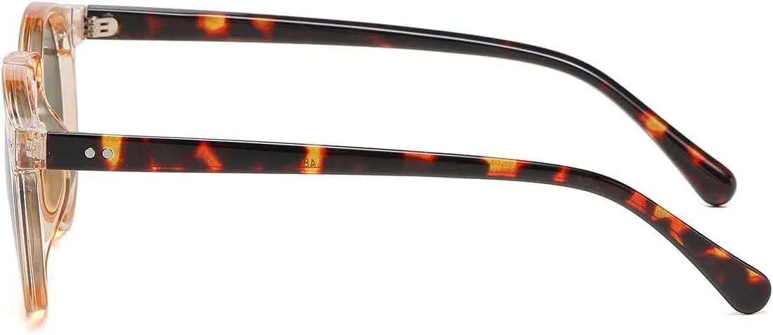 Gleyemor Fashion Polarized Round Sunglasses for Men Women Retro Vintage Acetate Frame Sunglasses