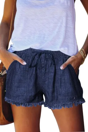 GOLDPKF Womens Jean Shorts for Denim Casual Summer Mid Waist Frayed Stretchy Ripped