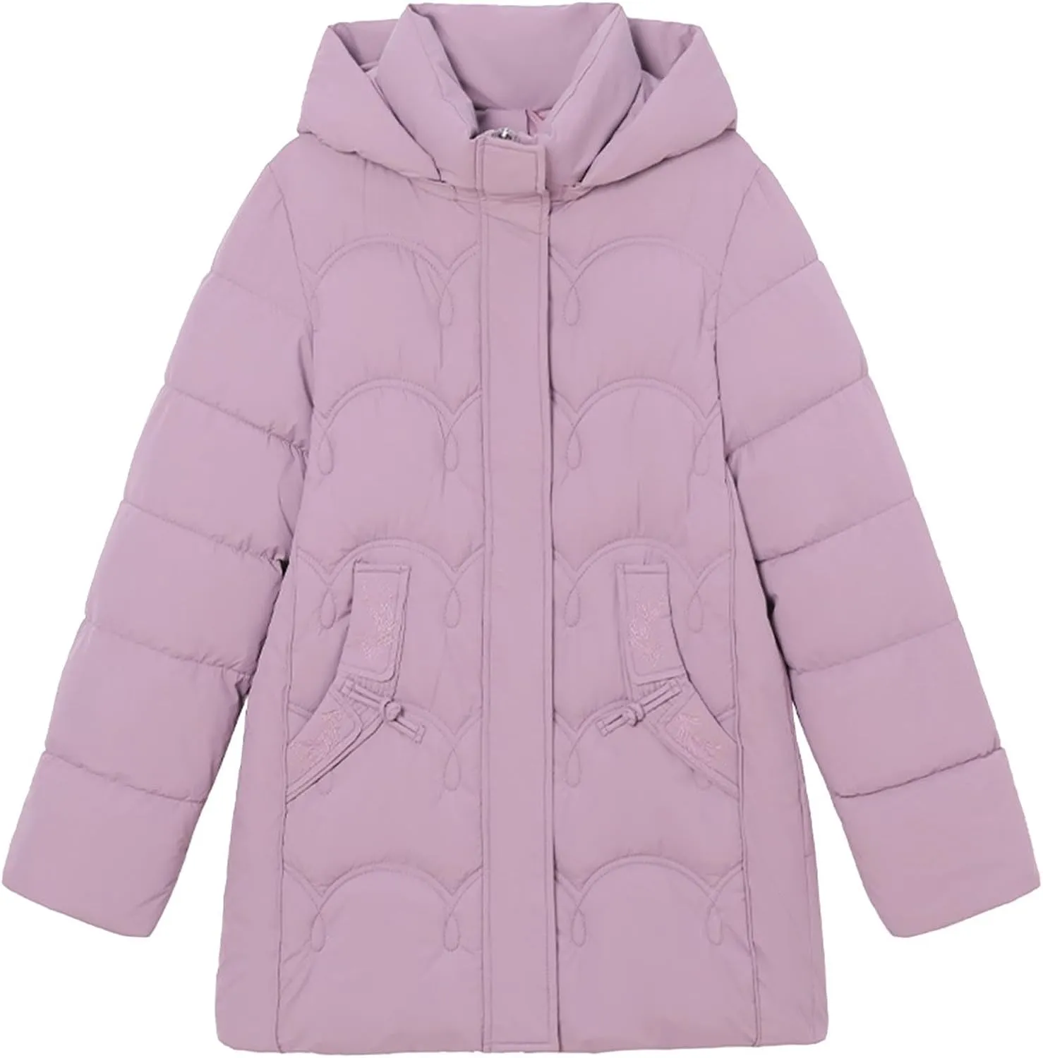 Hooded Quilted Coats for Women Warm Detachable Puffer Jackets Warm Solid Color Windproof Down Coats Parkas