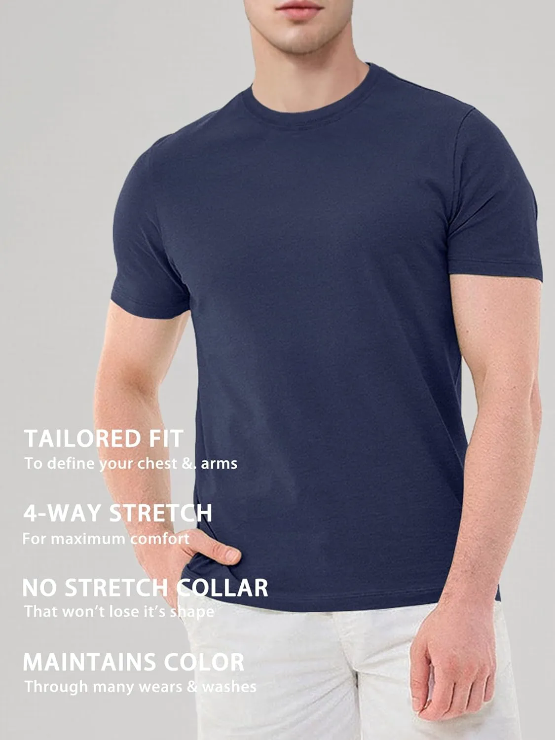 HOTake Mens T-Shirt Short Sleeve Crew Neck 1-3 Pack Soft Fitted Tees S-4XL Fresh Classic Tshirts Basic Tee Shirt