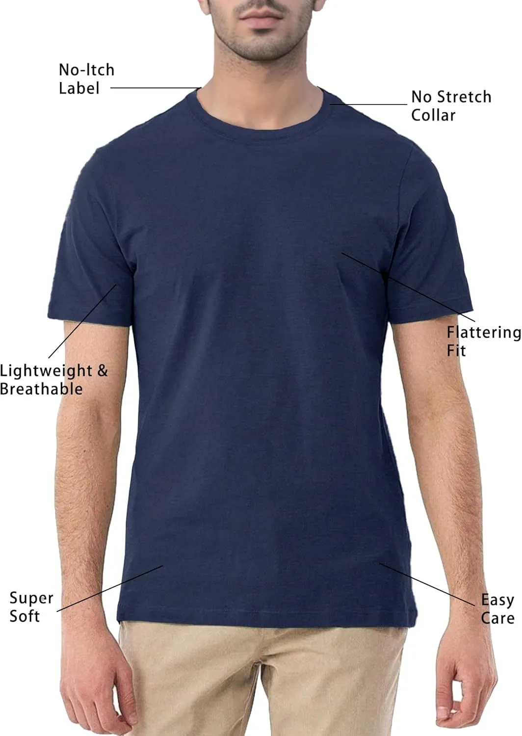 HOTake Mens T-Shirt Short Sleeve Crew Neck 1-3 Pack Soft Fitted Tees S-4XL Fresh Classic Tshirts Basic Tee Shirt