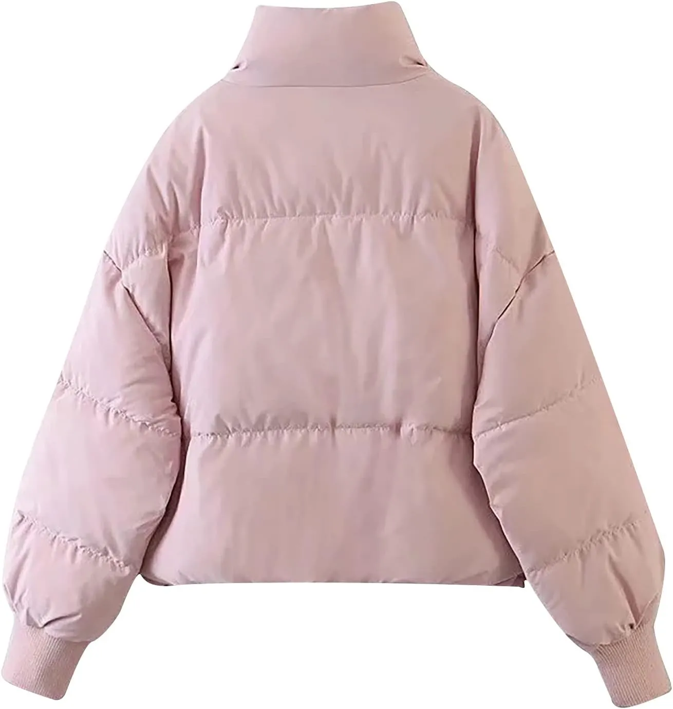 Hvyesh Women’s Winter Cropped Puffer Jacket Coat Warm Quilted Jacket Casual Zip-Up Padded Stand Collar Zip-Up Down Coat