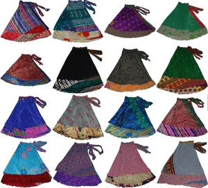 Indian Vintage Women's Long Silk Wrap Skirts, Silk Skirts
