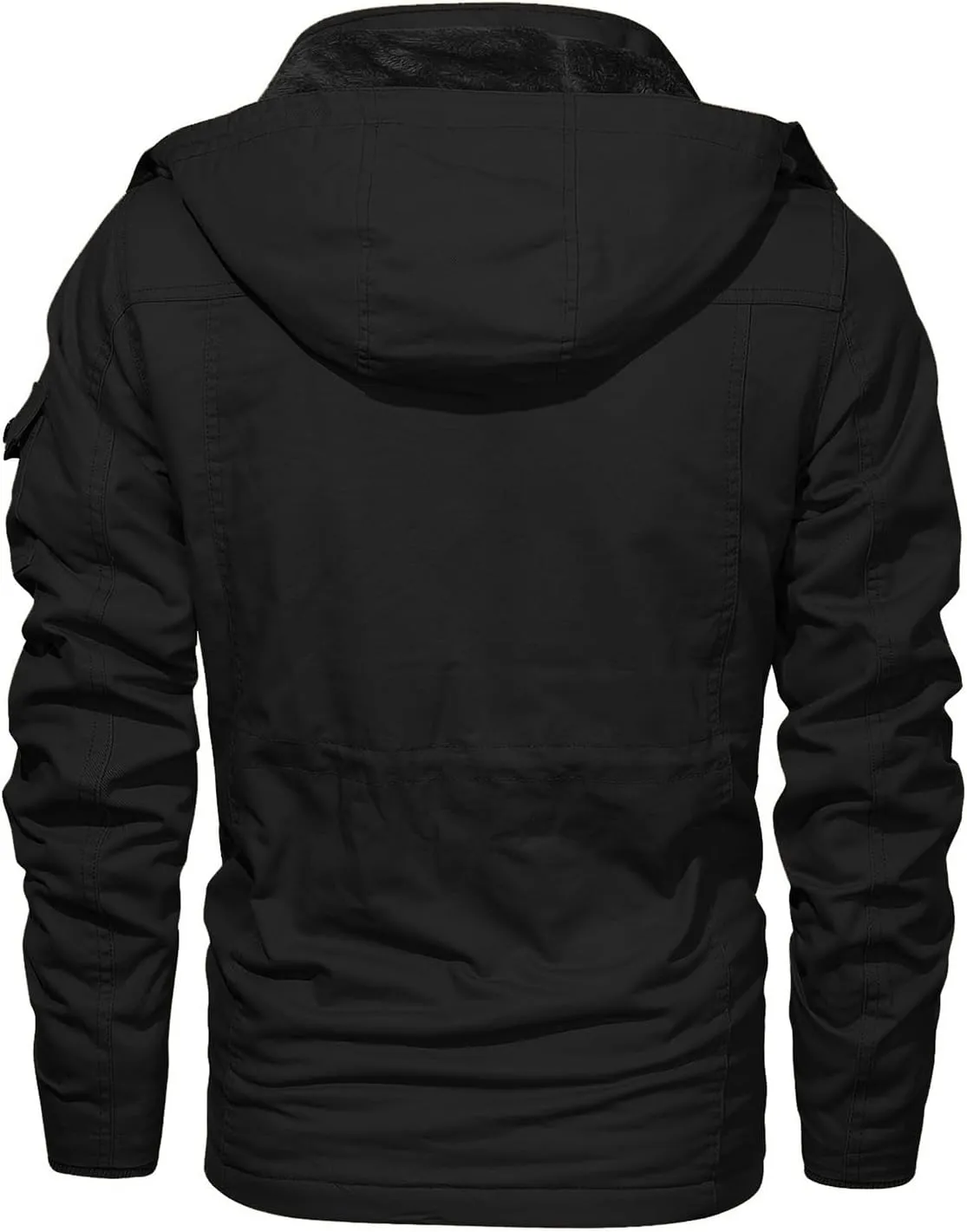 INVACHI Men's Winter Jacket Cotton Military Jackets Fleece Lined Thick Work Coats Warm Cargo Jackets with Hooded Pockets