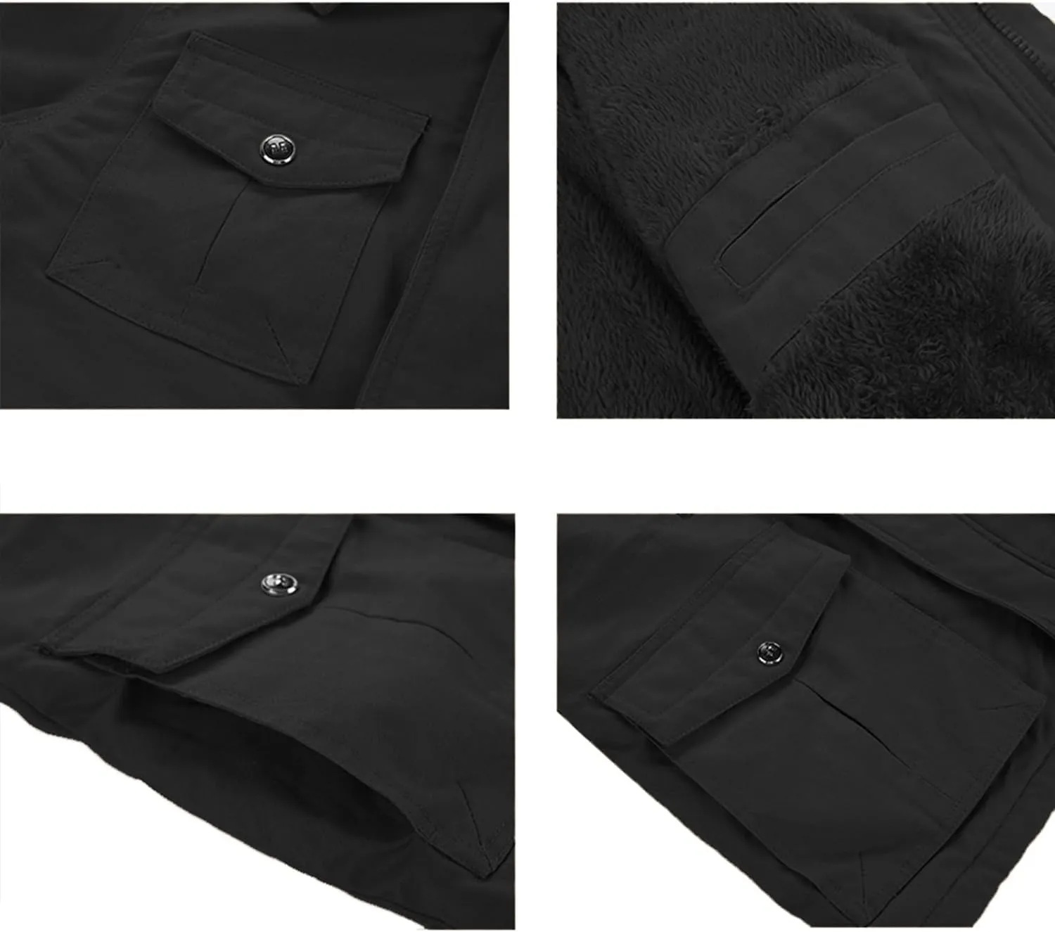 INVACHI Men's Winter Jacket Cotton Military Jackets Fleece Lined Thick Work Coats Warm Cargo Jackets with Hooded Pockets