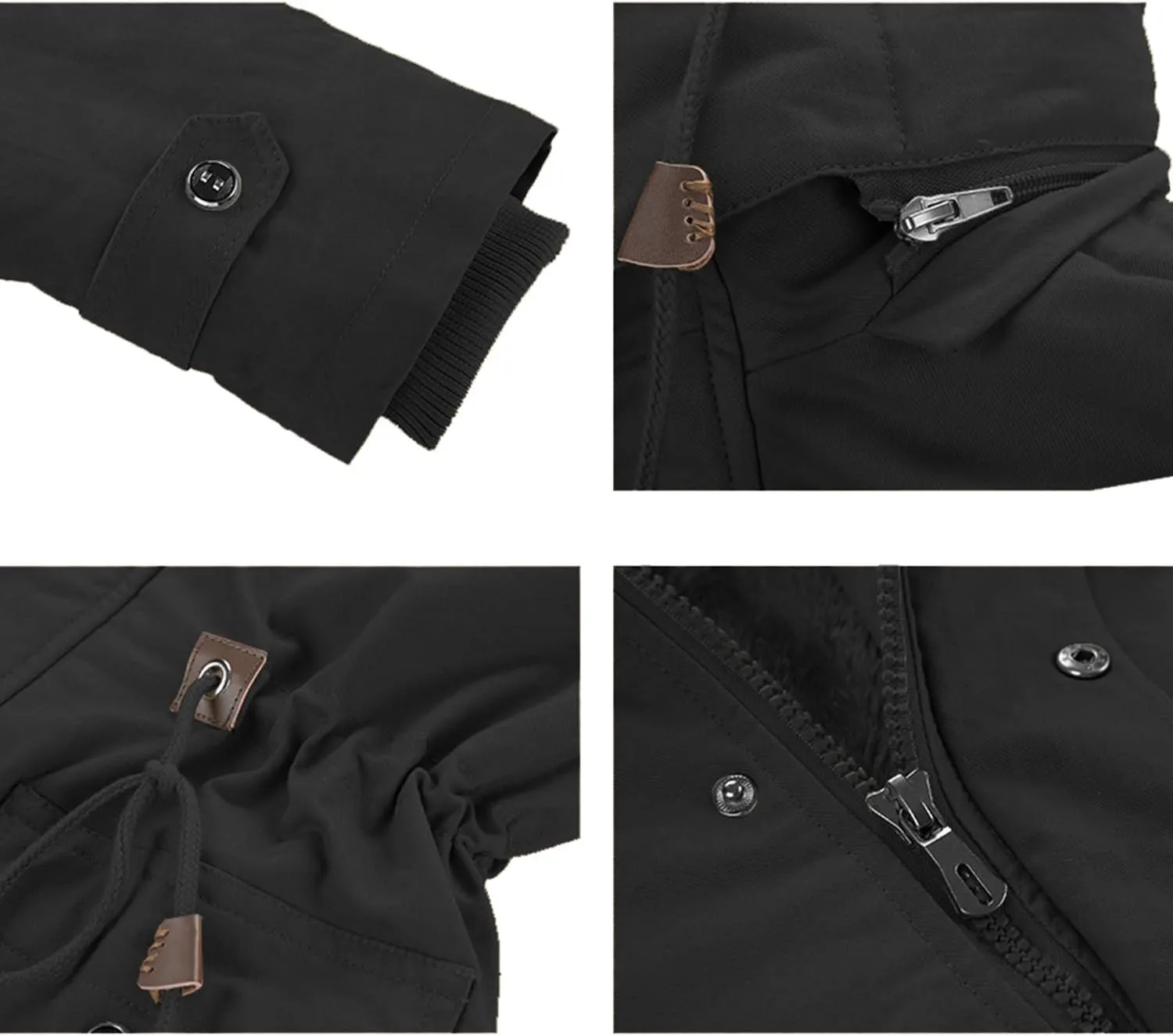 INVACHI Men's Winter Jacket Cotton Military Jackets Fleece Lined Thick Work Coats Warm Cargo Jackets with Hooded Pockets