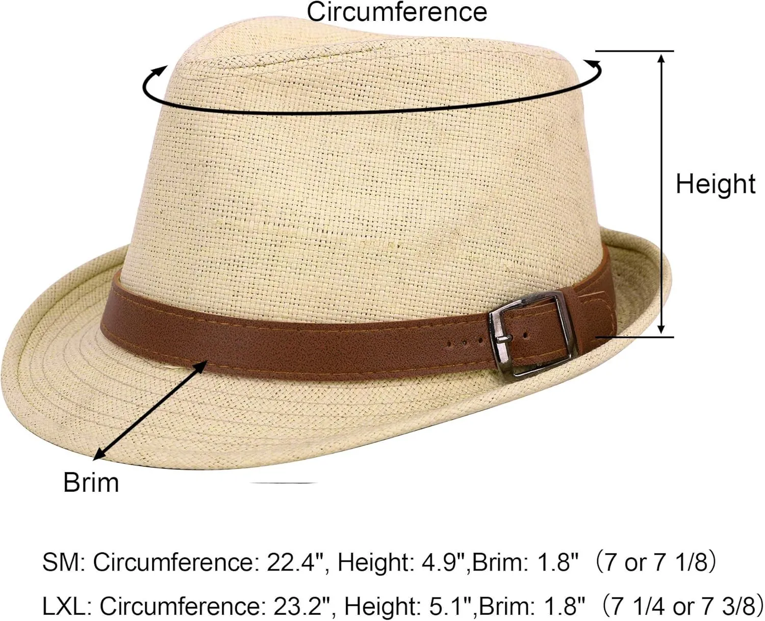 Jasmine Men/Women's Classic Short Brim Miami Beach Panama Fedora Straw Hat