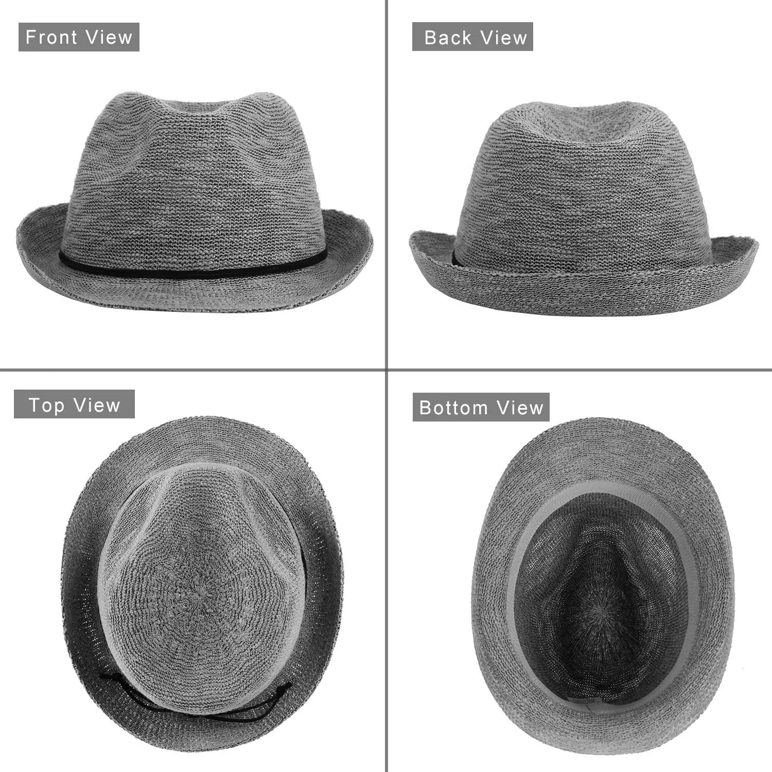 Jasmine Men/Women's Classic Short Brim Miami Beach Panama Fedora Straw Hat