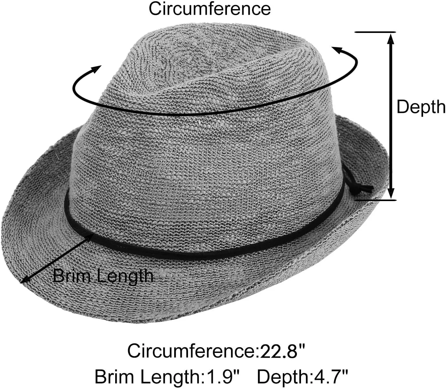 Jasmine Men/Women's Classic Short Brim Miami Beach Panama Fedora Straw Hat
