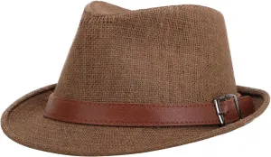 Jasmine Men/Women's Classic Short Brim Miami Beach Panama Fedora Straw Hat