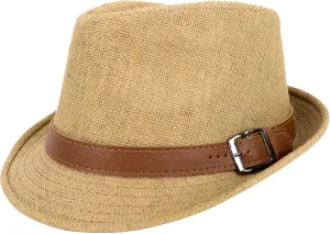 Jasmine Men/Women's Classic Short Brim Miami Beach Panama Fedora Straw Hat