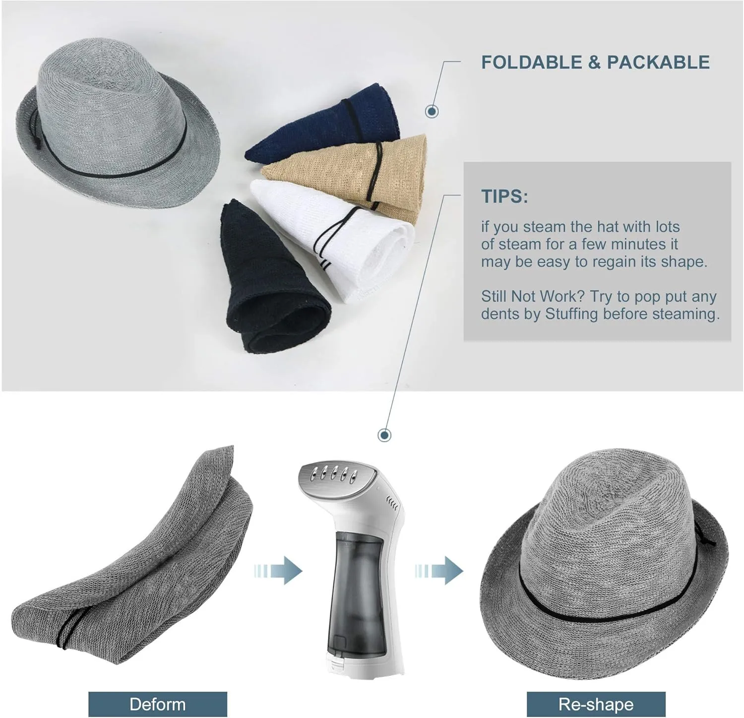 Jasmine Men/Women's Classic Short Brim Miami Beach Panama Fedora Straw Hat