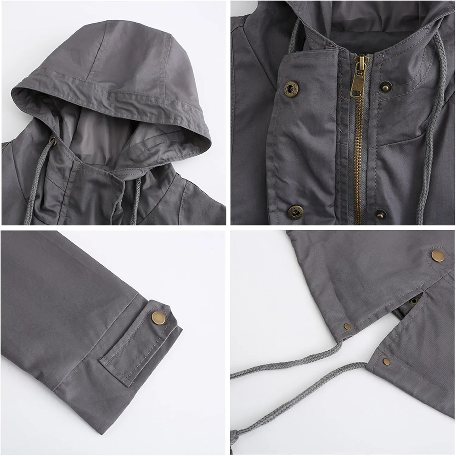 JEsilunmaMY Women's Lightweight Military Anorak Jackets Safari Hoodie Utility Drawstring Coat Windproof Windbreaker Raincoats