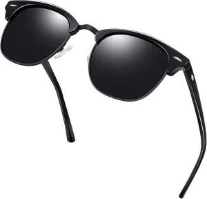 KANASTAL Semi Rimless Polarised Sunglasses Men Women Classic Horn Rimmed Frame UV400 Half Frame Shades