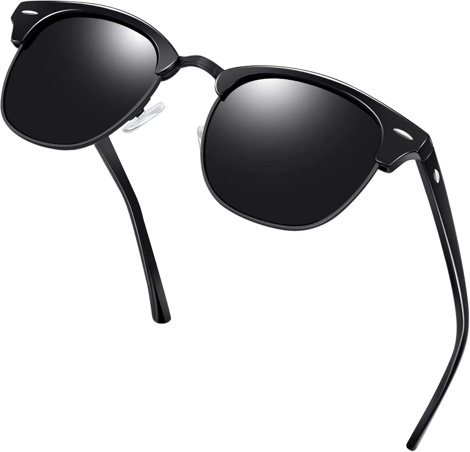 KANASTAL Semi Rimless Polarised Sunglasses Men Women Classic Horn Rimmed Frame UV400 Half Frame Shades