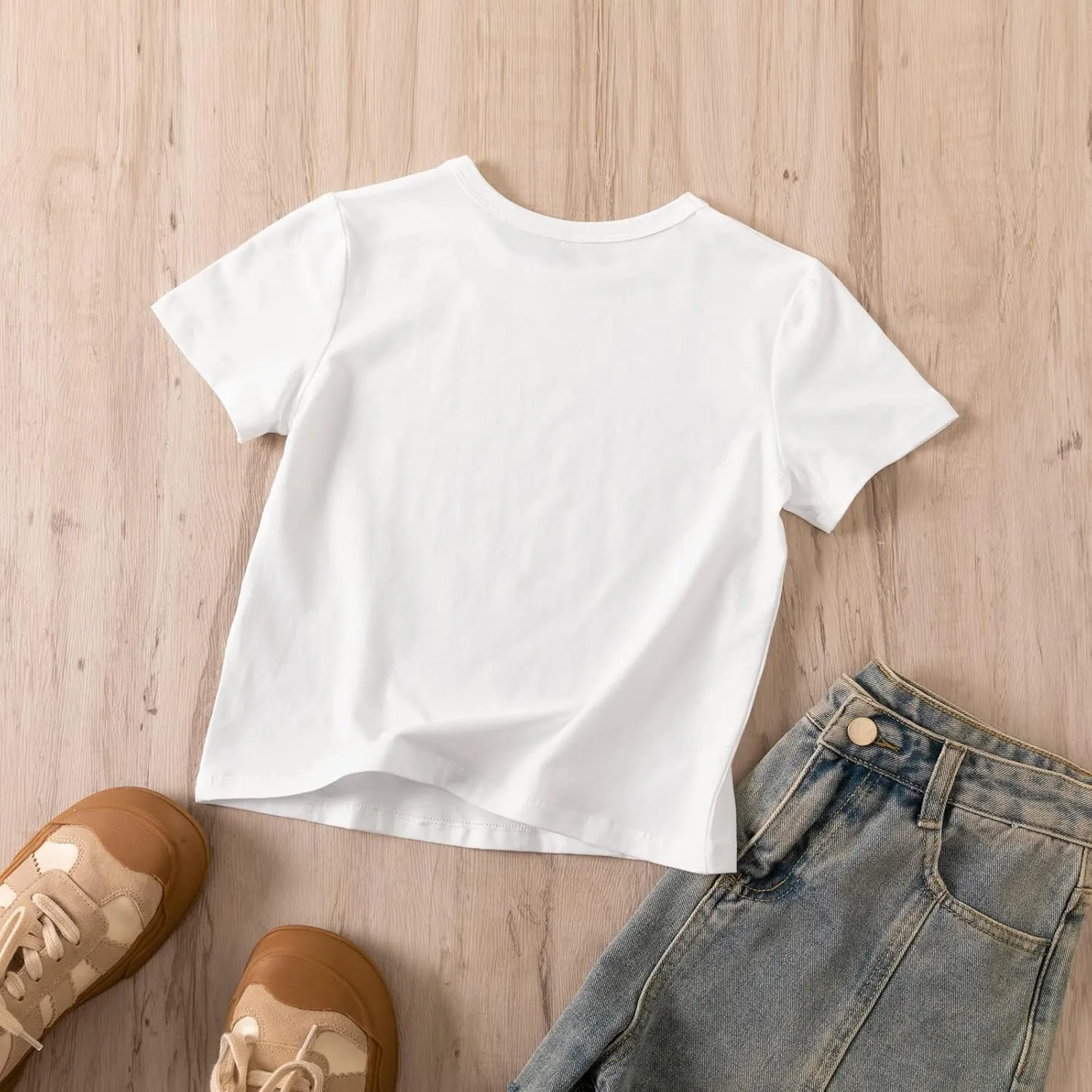 KEEVICI Girls' Cute Strawberry Cow Print T Shirts Short Sleeve Crop Cotton Tops