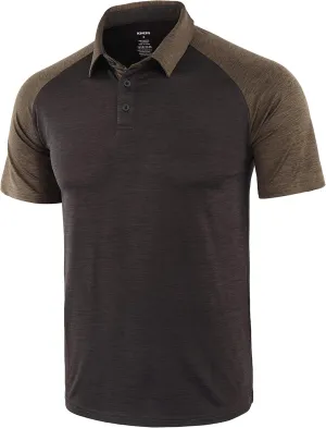 KNQR Mens Performance Lightweight Soft Quick Dry Athletic Workout Running Hiking Golf Polo T Shirts