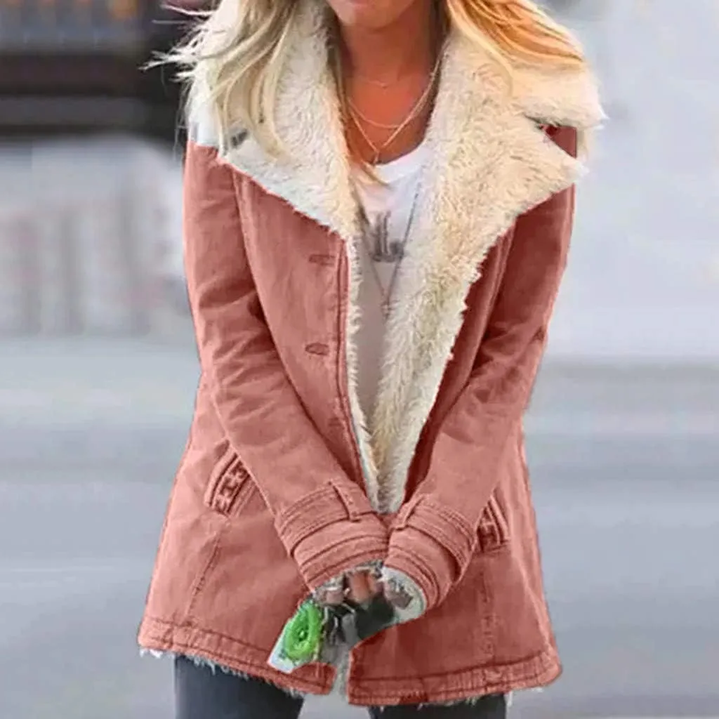 LCMTWX Fuzzy Shaggy Teddy Coats Jacket Lapel Single Breasted Long Sleeve Plus Size Outwear Coat Shaggy Warm Winter Womens
