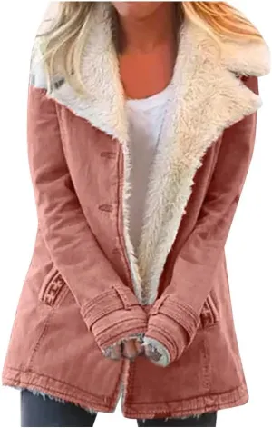 LCMTWX Fuzzy Shaggy Teddy Coats Jacket Lapel Single Breasted Long Sleeve Plus Size Outwear Coat Shaggy Warm Winter Womens