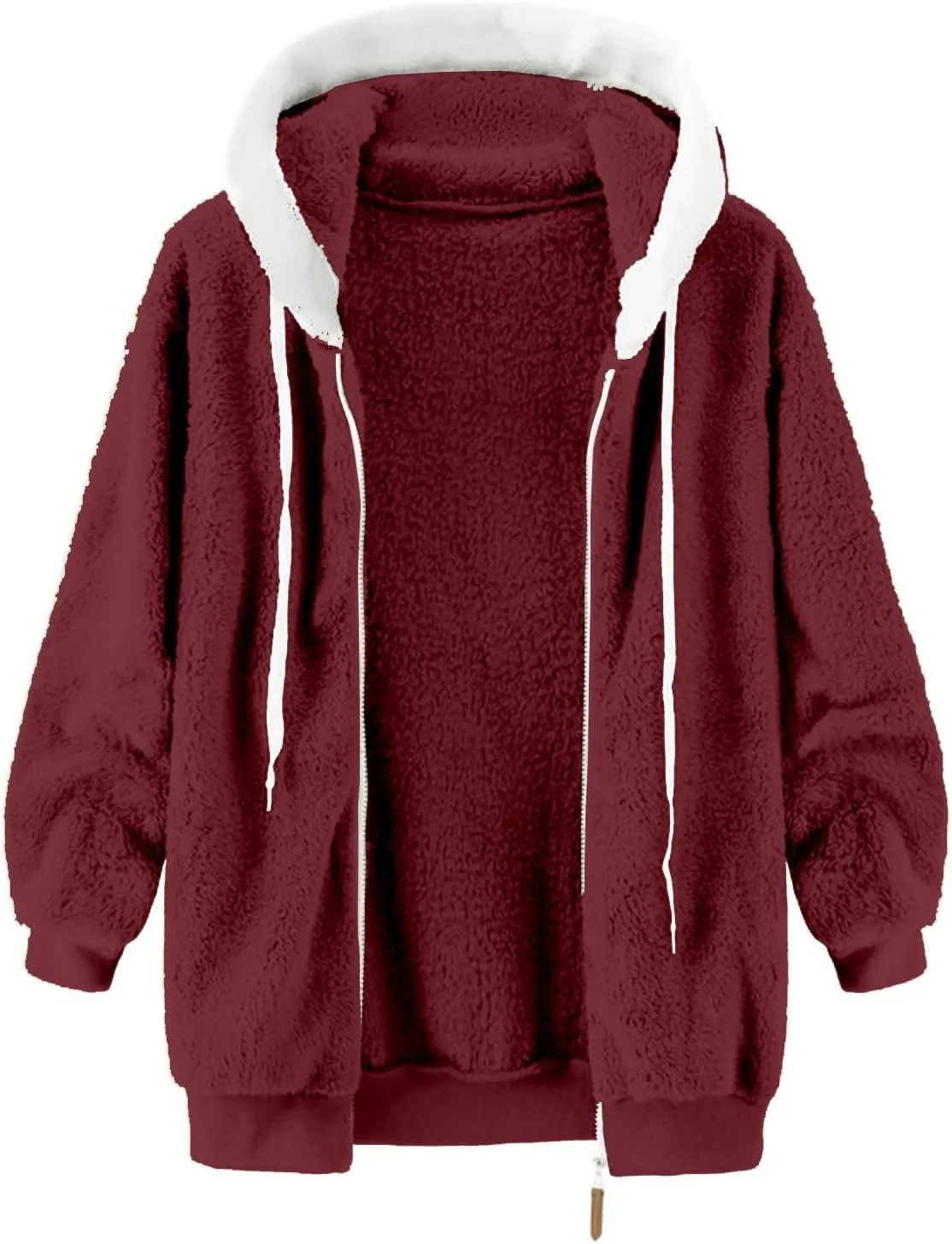 LCMTWX Women's Coats Basic Long Jacket Coat Trendy Color Block Winter Drawstring Hoodie Snow Coat Shaggy Warm Winter Fleece