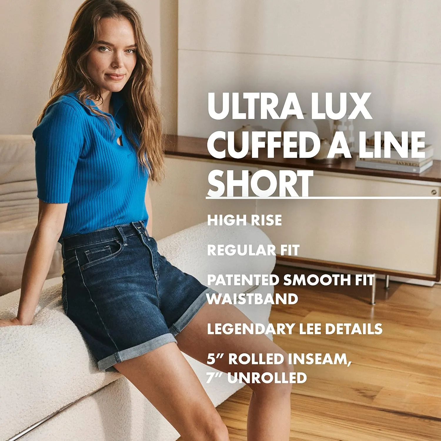 Lee Women's Ultra Lux High Rise Cuffed A-line Denim Short