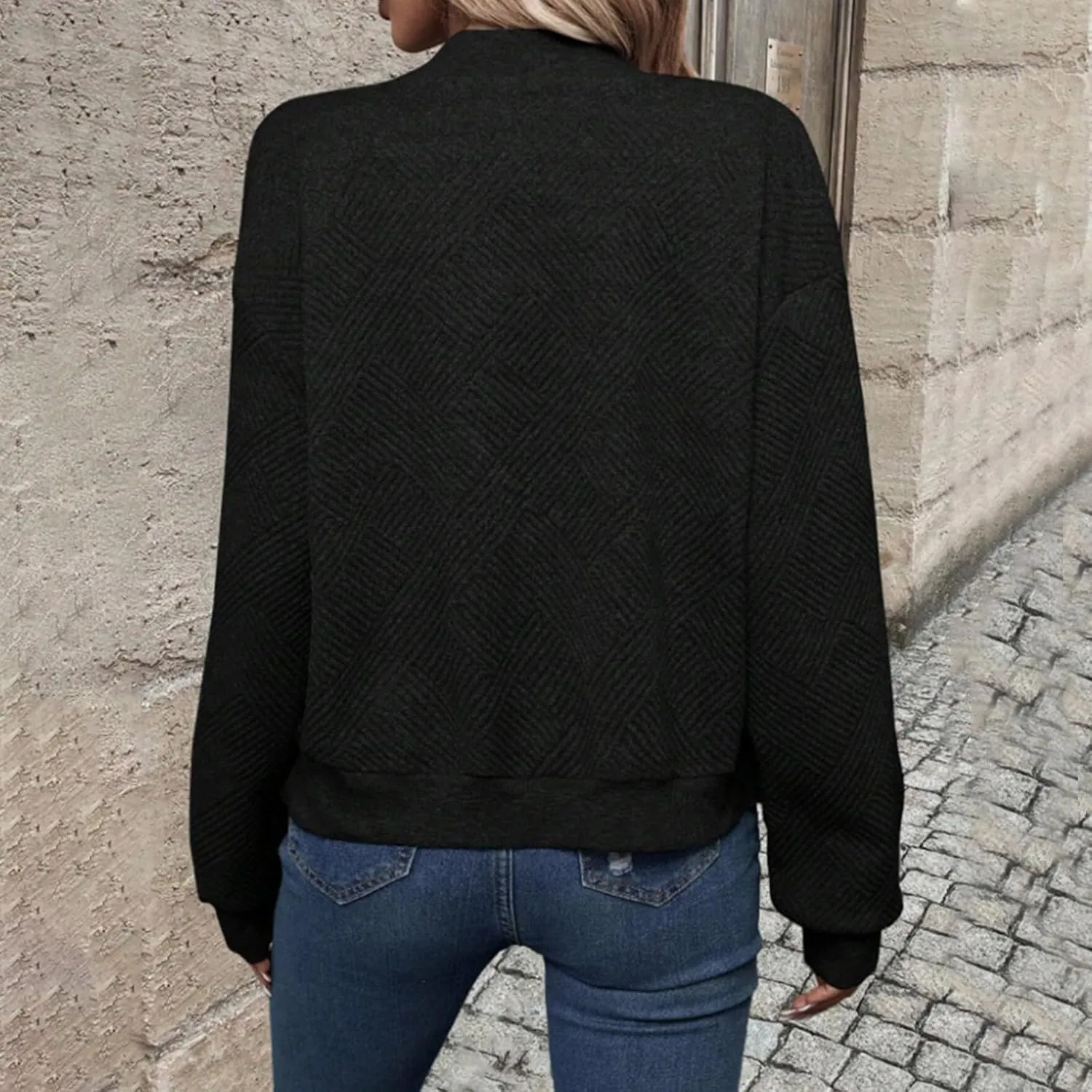Lightweight Jacket Women Full Zip Bomber Jacket Soft Long Sleeve Zip Up Outwear Crew Neck Sweatshirt Coat Dressy Casual