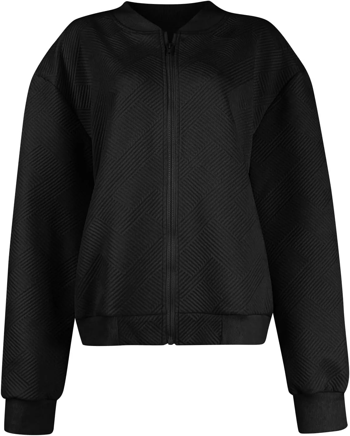 Lightweight Jacket Women Full Zip Bomber Jacket Soft Long Sleeve Zip Up Outwear Crew Neck Sweatshirt Coat Dressy Casual