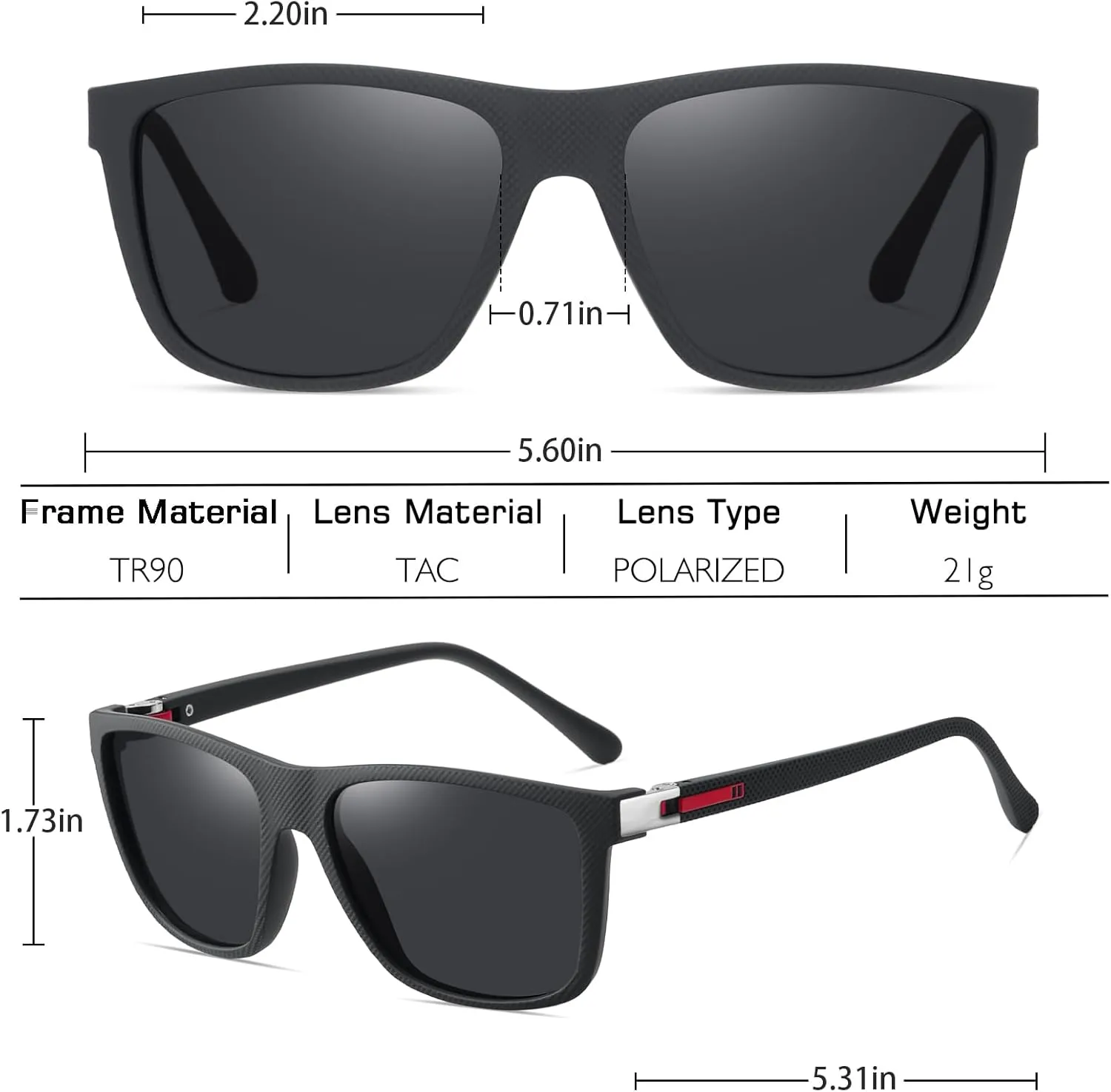LIXX Polarized Square Sunglasses UV400 Protection Classic Frame Trendy Designer Sun Glasses Men Women