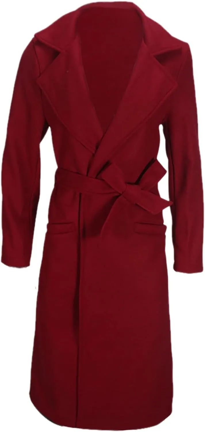 Long Jacket for Women Plus Size Solid Color Elegant Woolen Coat Lapel Open Front Loose Fit Long Sleeve Cardigans Coat
