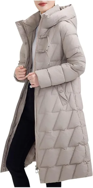 Long Parka Coats for Women 2024 Trendy Puffer Jacket Mock Neck Zip Up Down Jacket Windproof Mid Length Winter Coat