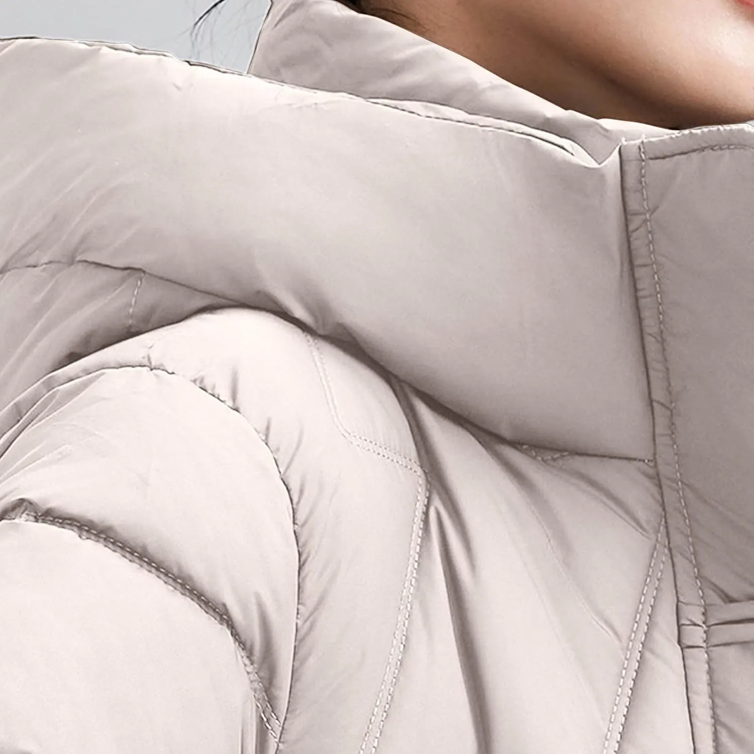 Long Parka Coats for Women 2024 Trendy Puffer Jacket Mock Neck Zip Up Down Jacket Windproof Mid Length Winter Coat