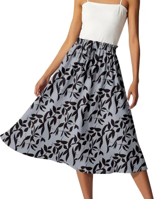 Long Pleated Skirts for Women High Waist A-Line Flowy Maxi Skirt Elegant Summer