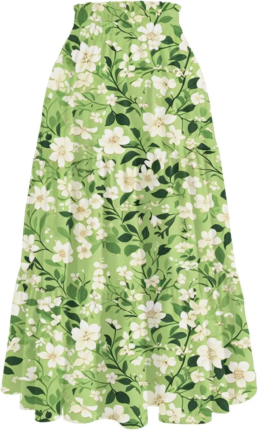 Long Skirts for Women Summer 2025 Boho Flowy High Waist A-Line Maxi Skirt