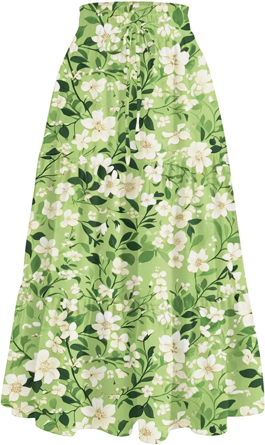 Long Skirts for Women Summer 2025 Boho Flowy High Waist A-Line Maxi Skirt