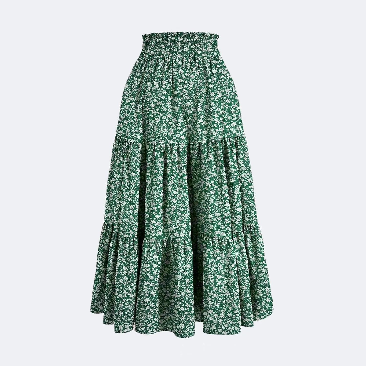 Long Skirts for Women Trendy Ruffle Floral Print Tiered Flowy Boho Skirts Comfy Drawstring Wrap Skirts