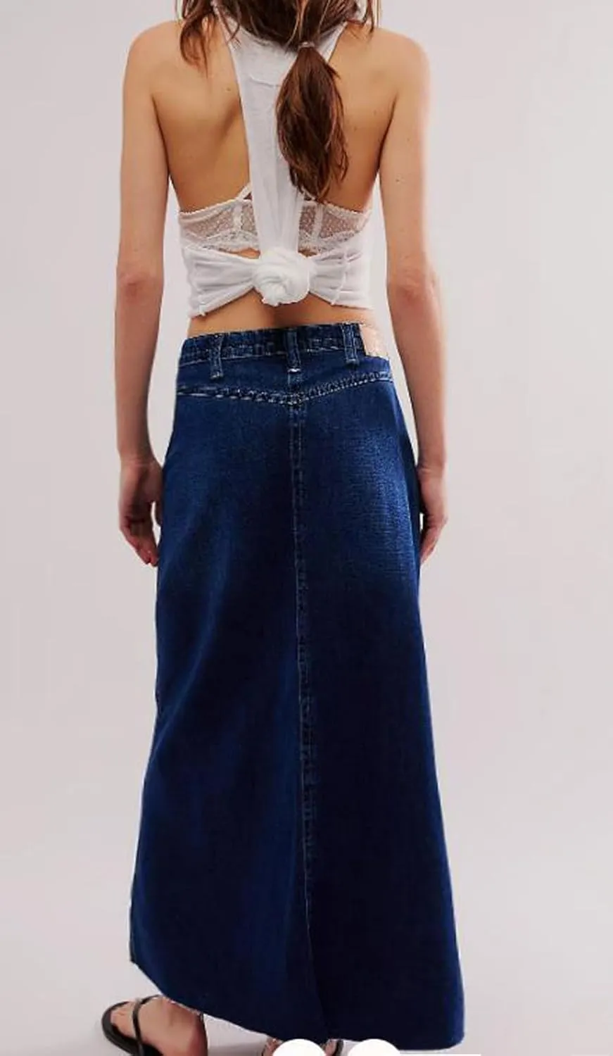 loveimgs Women Long Denim Skirt Wrap Blue Jean Maxi Skirt Mid Rise Flared A Line Skirt with Pockets Asymmetrical Skirts