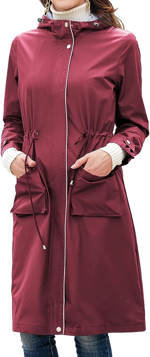 Lu's Chic Women's Rain Jackets Anorak Waterproof Casual Military Utility Outdoor Fall Hood