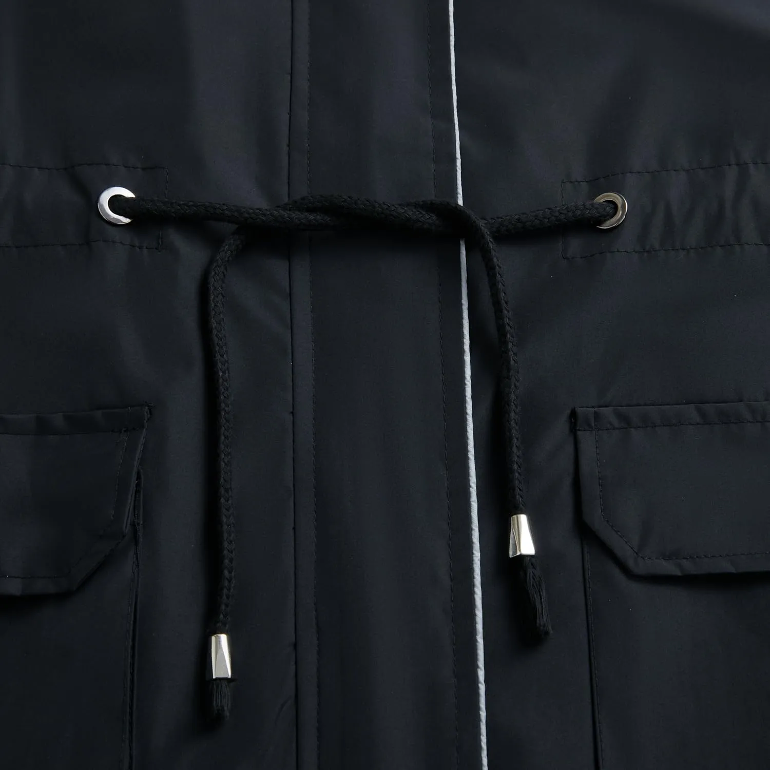 Lu's Chic Women's Rain Jackets Anorak Waterproof Casual Military Utility Outdoor Fall Hood