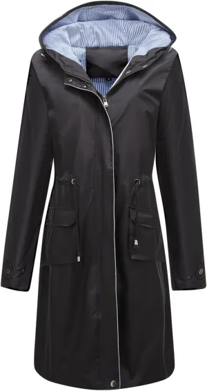 Lu's Chic Women's Rain Jackets Anorak Waterproof Casual Military Utility Outdoor Fall Hood