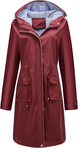 Lu's Chic Women's Rain Jackets Anorak Waterproof Casual Military Utility Outdoor Fall Hood
