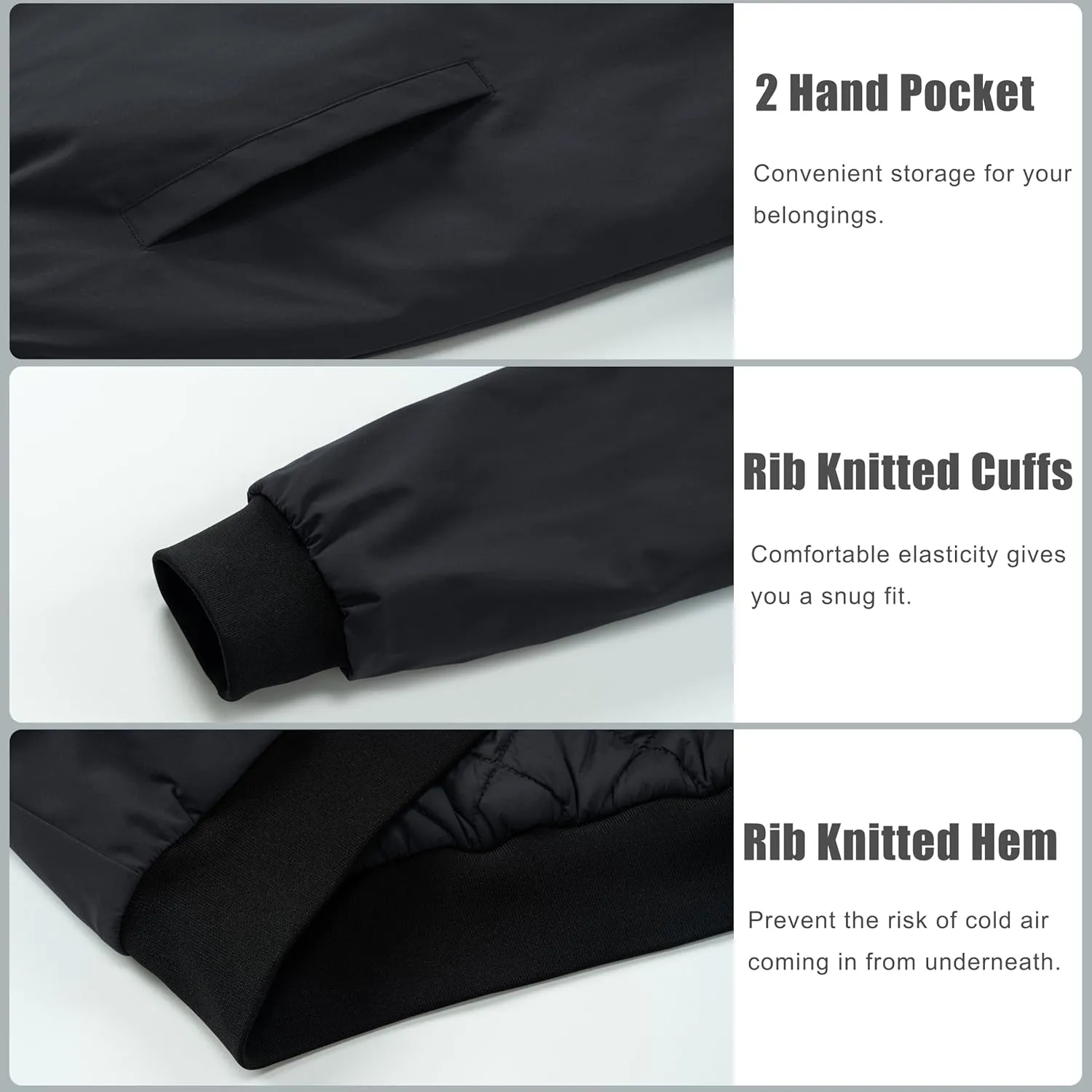 MAGCOMSEN Bomber Jackets for Men Winter Casual Quilted Jacket Warm Windproof Padded Jackets Zip Up Coats