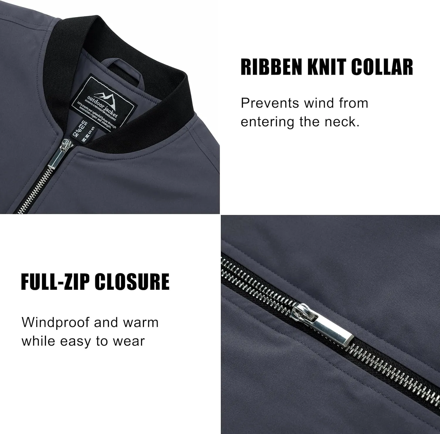 MAGCOMSEN Bomber Jackets for Men Winter Casual Quilted Jacket Warm Windproof Padded Jackets Zip Up Coats