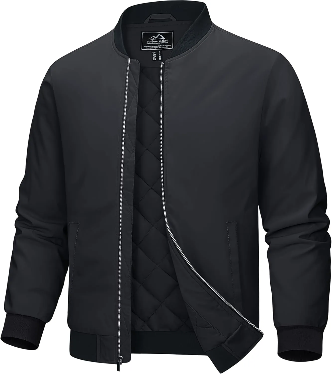 MAGCOMSEN Bomber Jackets for Men Winter Casual Quilted Jacket Warm Windproof Padded Jackets Zip Up Coats