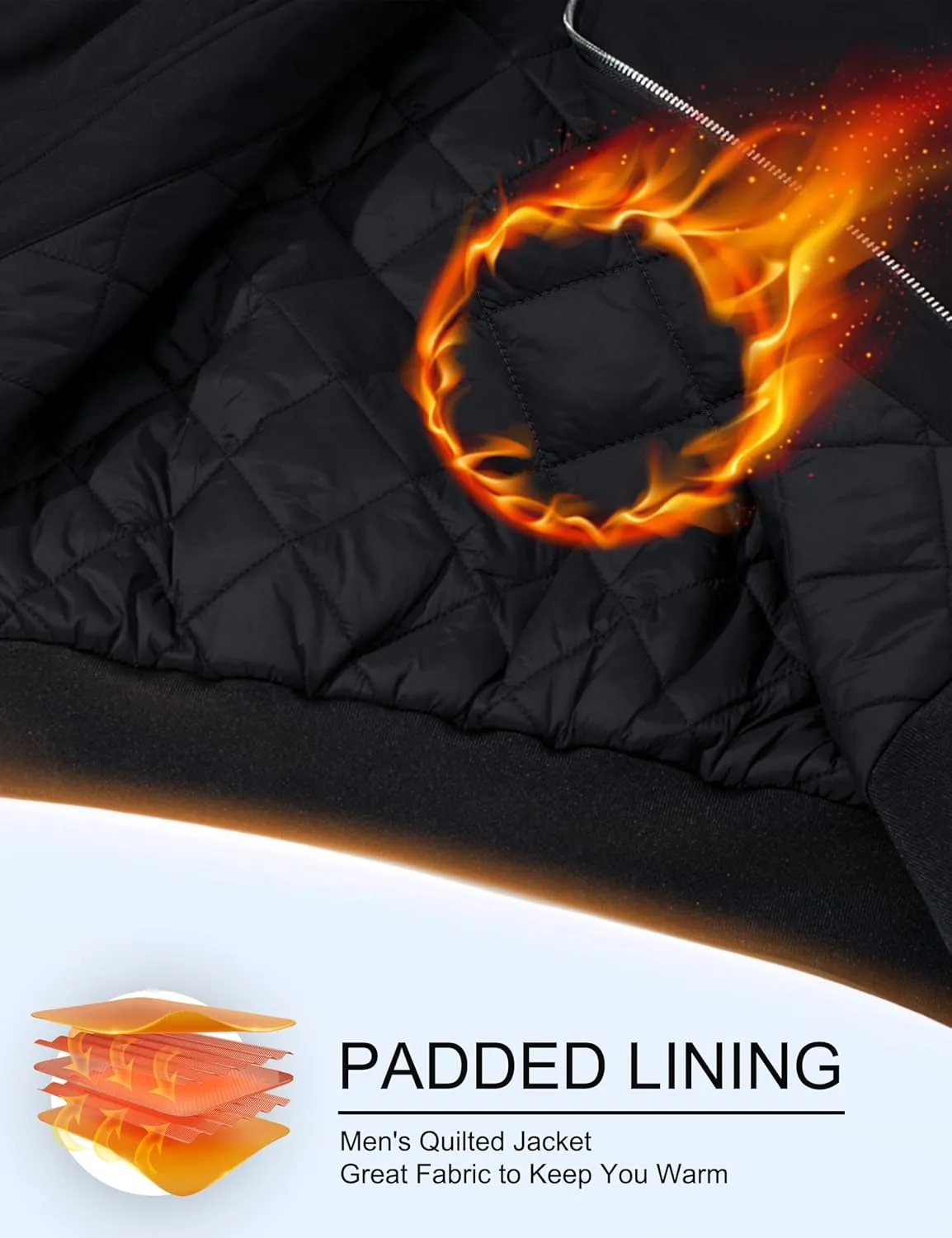 MAGCOMSEN Bomber Jackets for Men Winter Casual Quilted Jacket Warm Windproof Padded Jackets Zip Up Coats