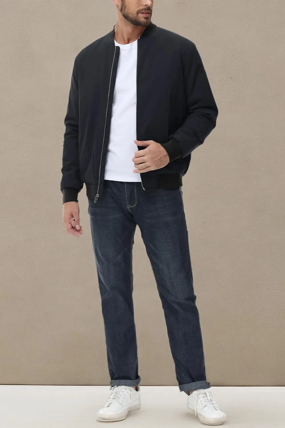 MAGCOMSEN Bomber Jackets for Men Winter Casual Quilted Jacket Warm Windproof Padded Jackets Zip Up Coats