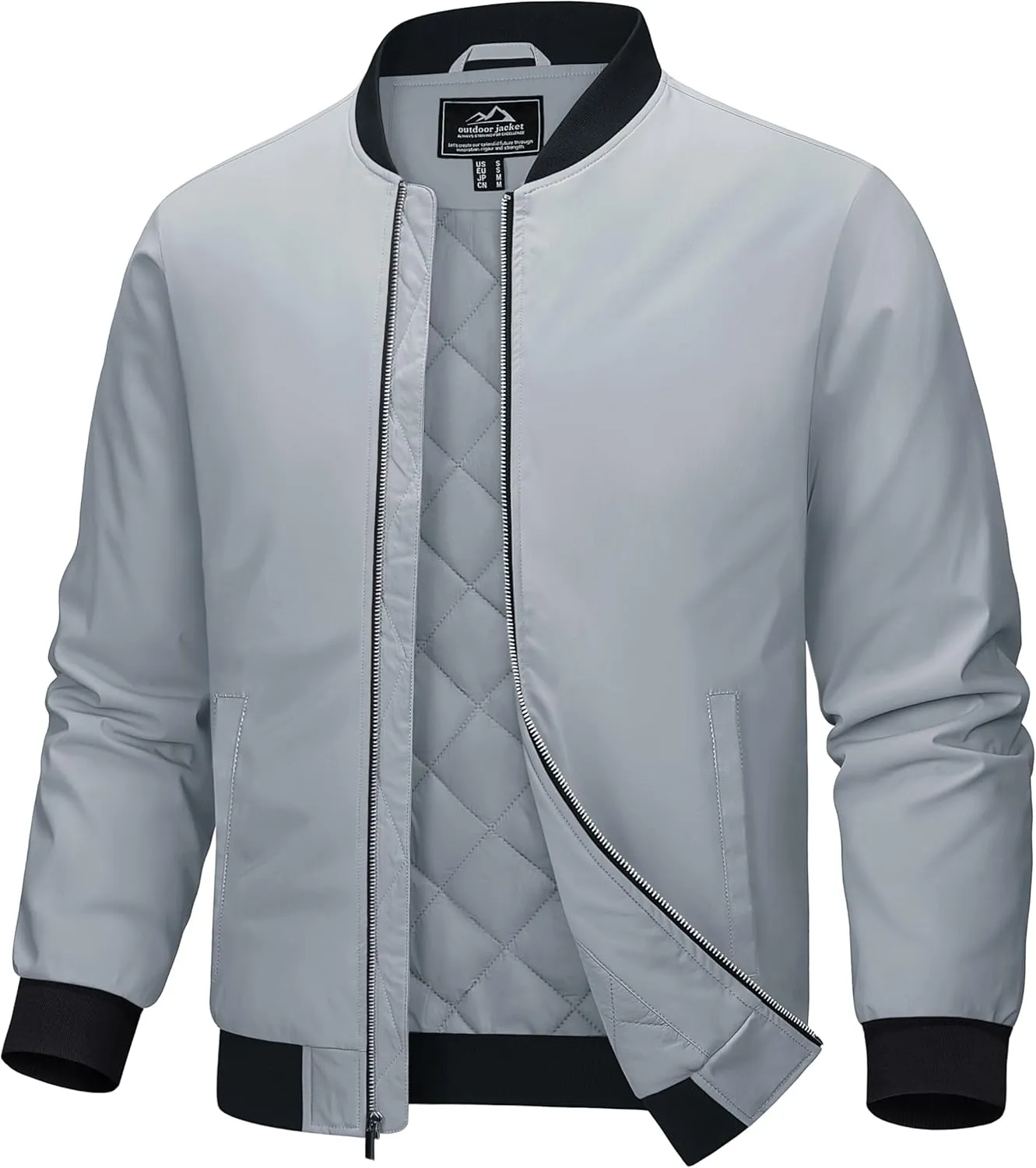 MAGCOMSEN Bomber Jackets for Men Winter Casual Quilted Jacket Warm Windproof Padded Jackets Zip Up Coats